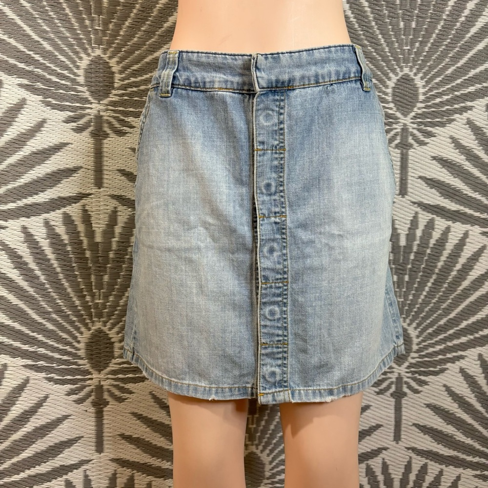 Vtg Y2K Tommy Hilfiger Denim Mini Skirt Sz 12 Blue Button Front Hipster Grunge